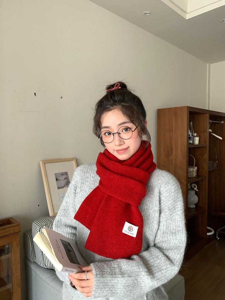 New winter scarf women's high-end sense versatile and cute wool knitted scarf men's neck protection to keep warm Korean version tide