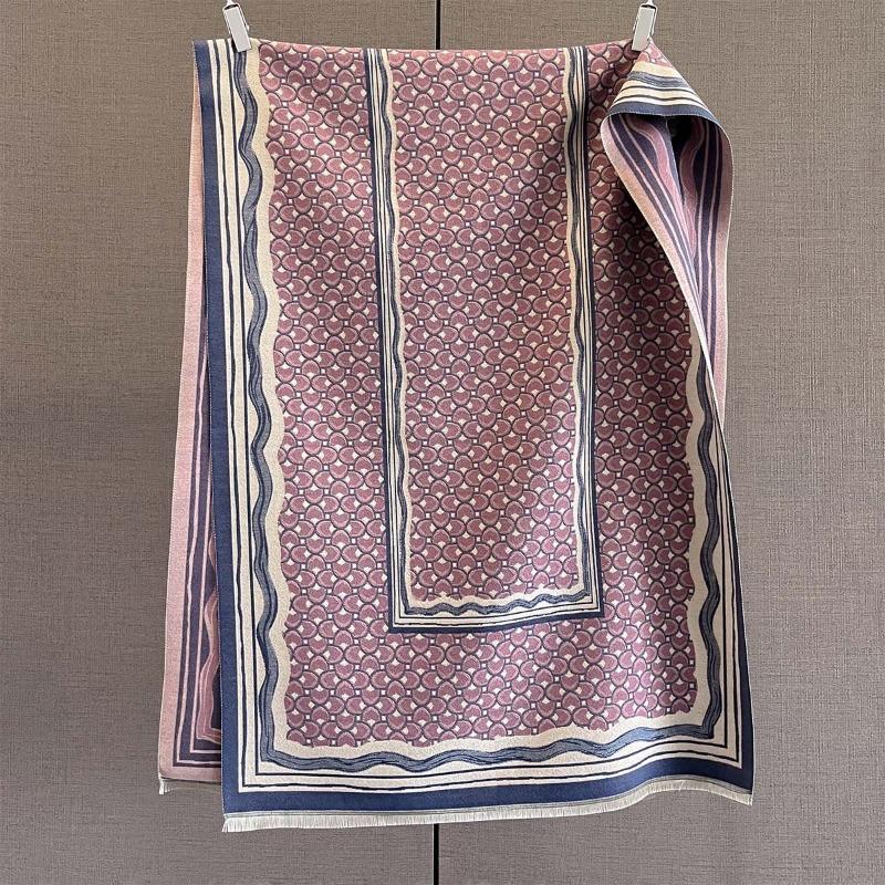 Autumn new women's fashion scarf retro splicing contrasting color cashew nut flower jacquard scarf to keep warm and cold