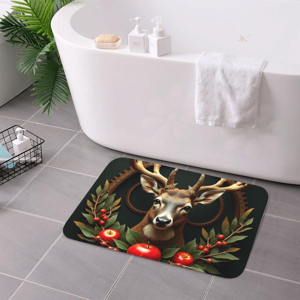 1PC Cheistmas Deer Pattern Kitchen Rug Non-Slip Door Mat Pop design Bathroom Rug Bath Mat Carpet for Home Sink Laundry Decor