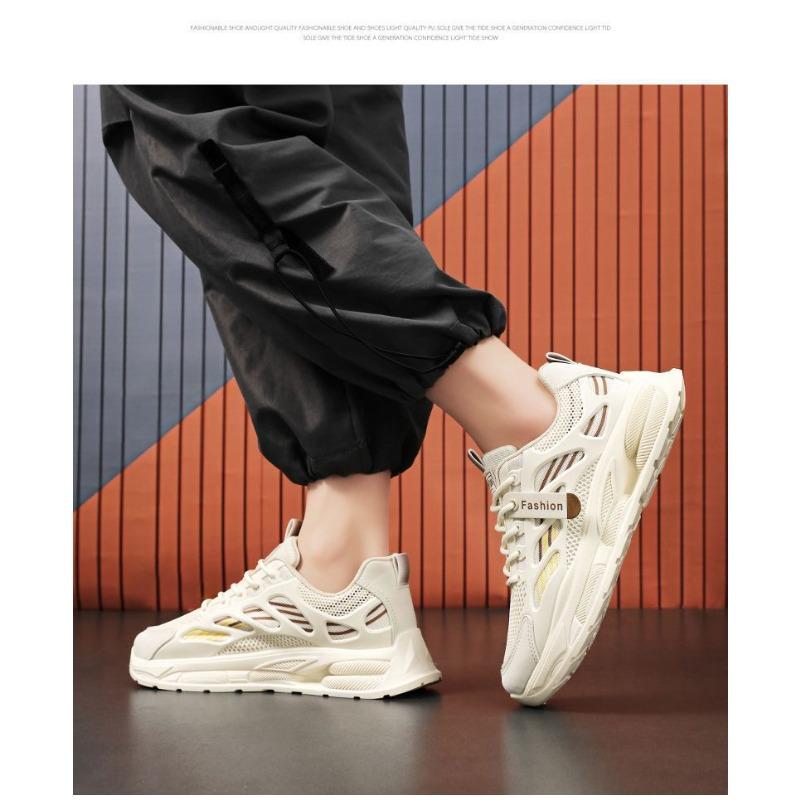 Men's Spring Breathable Mesh Korean Versatile Thick-Soled Sports Casual Running Dad Shoes.