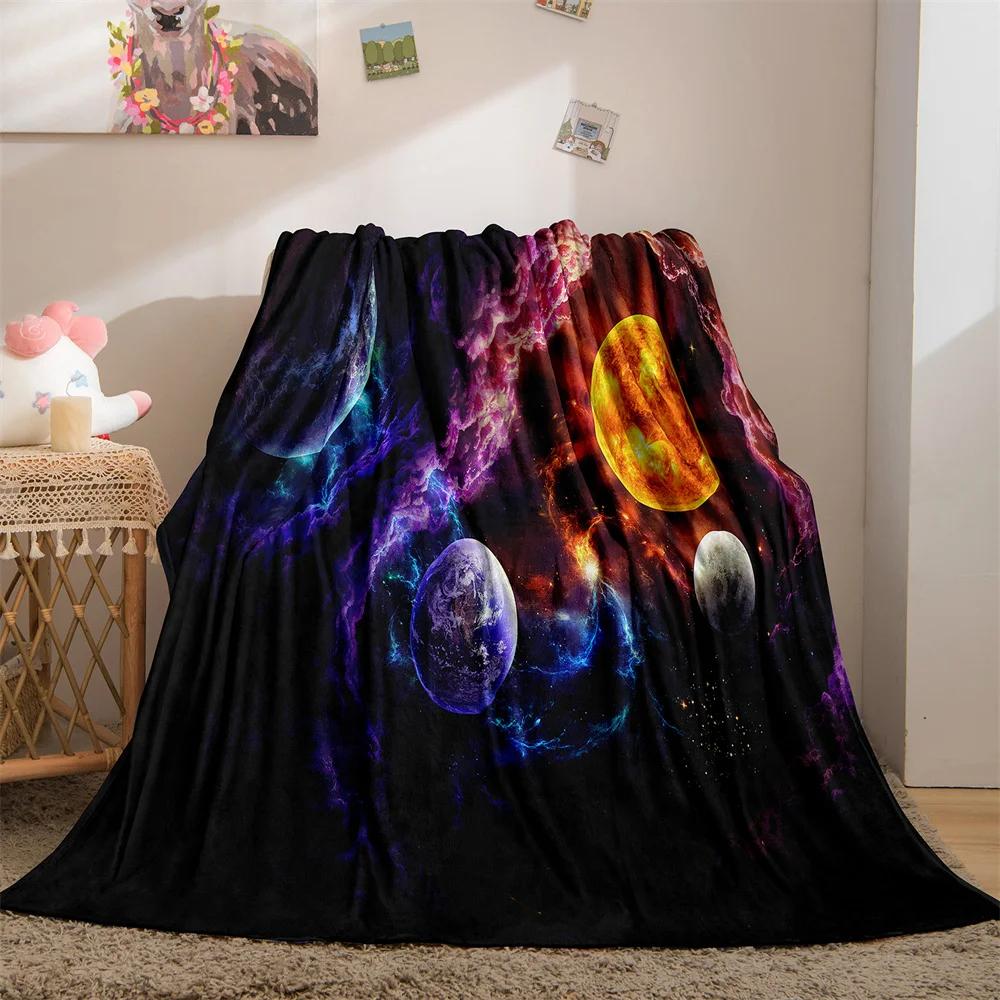 Galaxy Blanket Star Throws Planet Space Gift for Boy Girl Colorful Soft Lightweight Flannel Fleece Blankets Purple for Bed Couch
