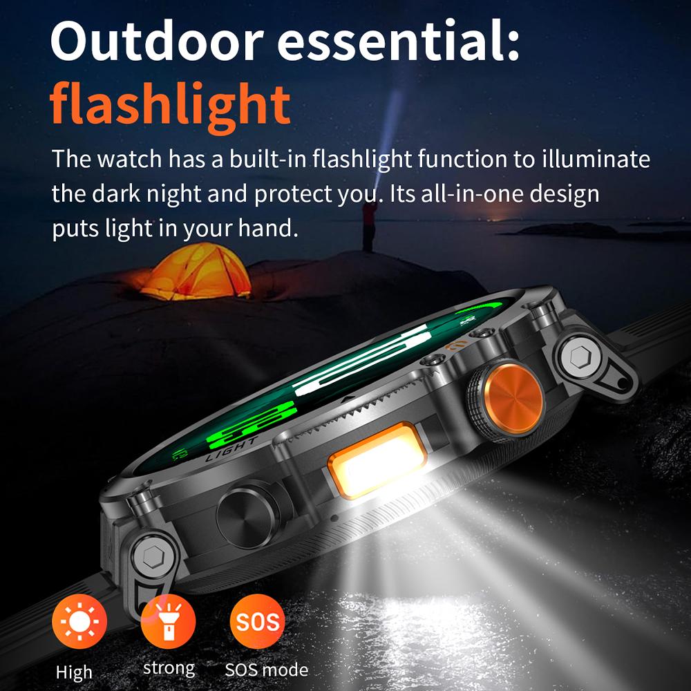 2026 New Military GPS Sports Smart Watch Men Compass 3ATM Waterproof Swim Fitness Tracker AMOLED HD SmartWatches 850Mah Battery
