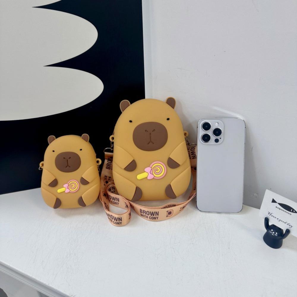 Cartoon Capybara Coin Purse Cute Small Item Bag Fashion Silicone Shoulder Bag  Girls