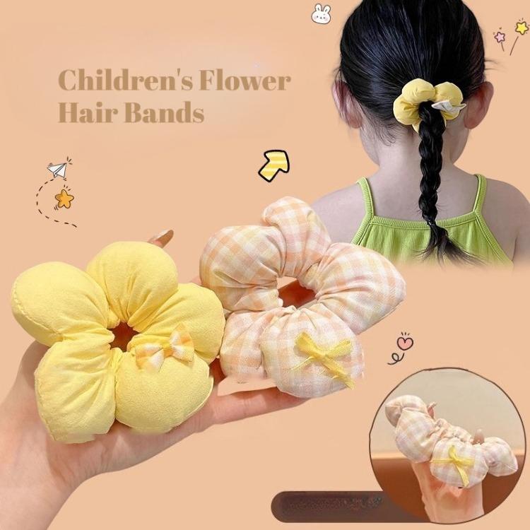 Sweet Floral Sponge Hair Scrunchies Cute Floral Hairbands Children Girls Cute Kawaii Ponytail Holder Hair Styling Accessories