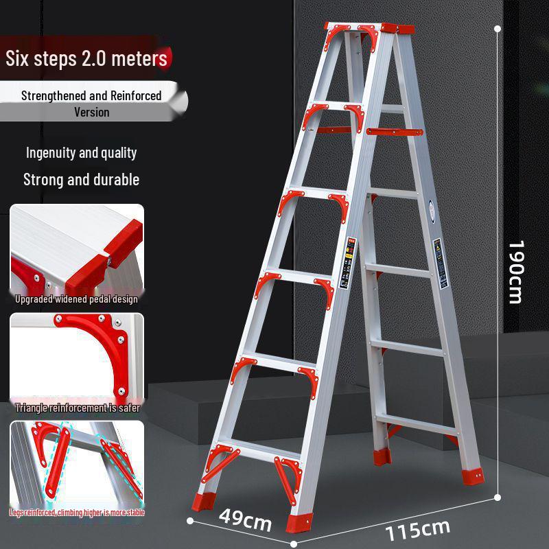 Thickened Aluminum Alloy Non-Slip Multifunctional Folding Herringbone Ladder for Home and Garden