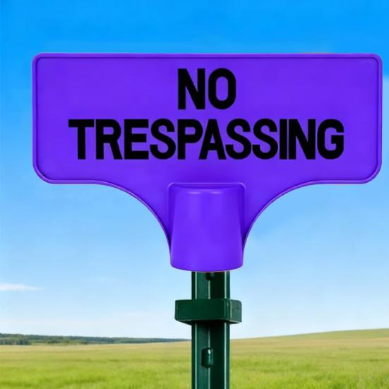 No Trespassing Sign Orange Purple Property Warning Sign Weather Resistant Highly Visible Outdoor Marker Sign for T-Post Mount Farms Construction Sites