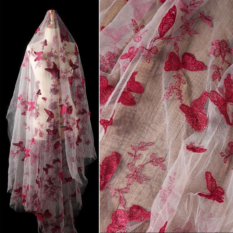 

Black Butterfly Embroidered Net Fabric for HandmadeSewing Creative Wedding Dress Formal Dress Handmade Clothing Designer Fabric 100x145cm