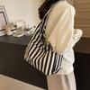 Stylish Trendy Striped Shoulder Bag Casual Large Capacity Cotton Tote Bag