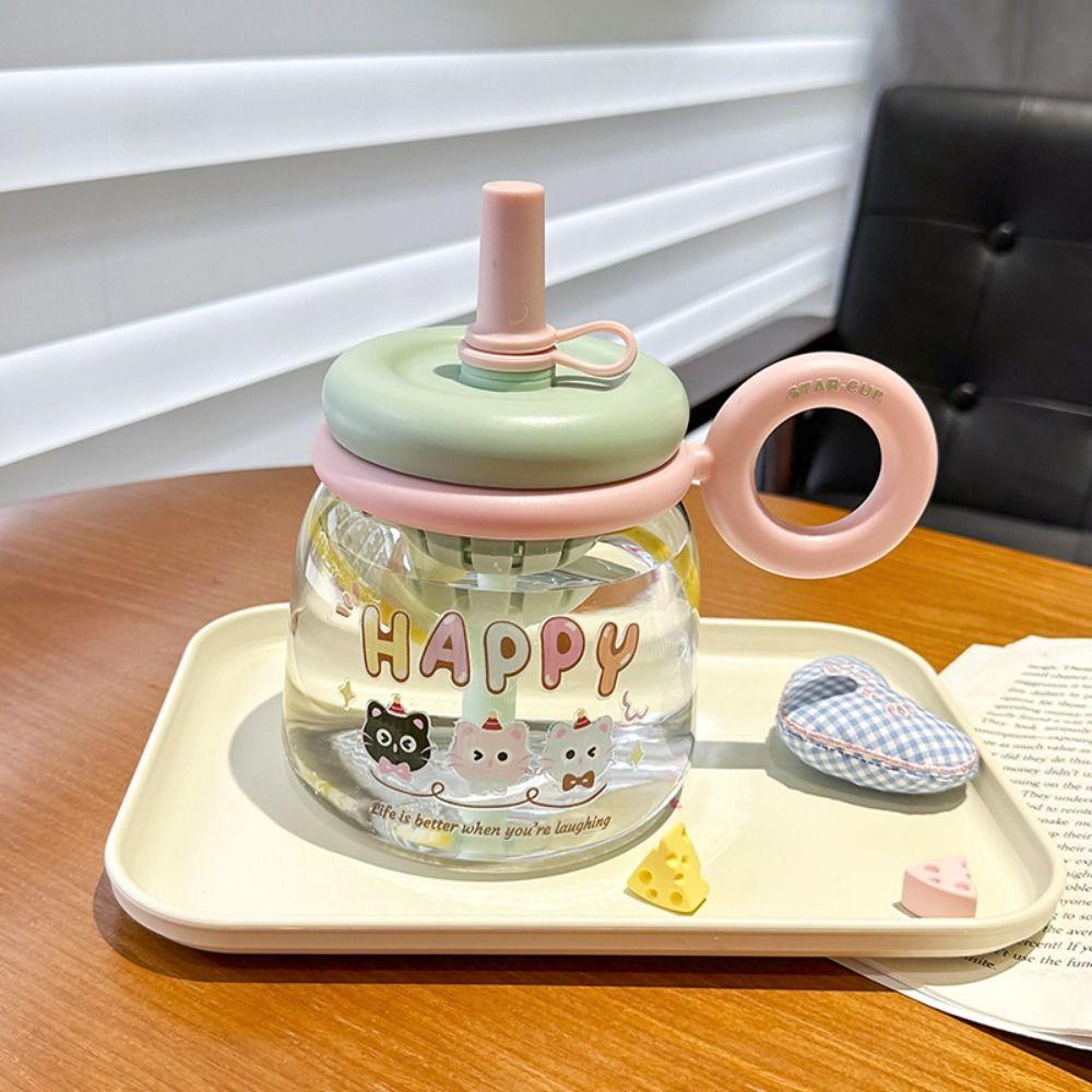 950ml Transparent Plastic Cup Straw Cup Drinking Water Bottle Graffiti Water Bottles  Bubble Tea