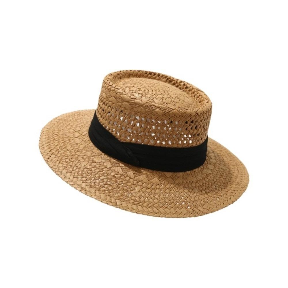 Wide Brim Western Cowboy Hat Sunscreen Visor Cap Fashion Hollow Straw Hat  Vacation