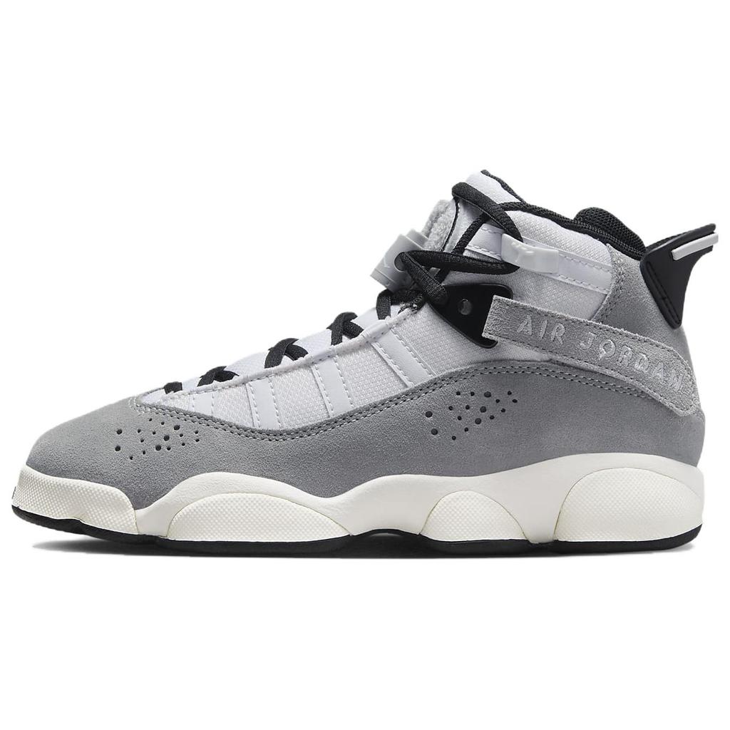 New Jordan Air Jordan 6 Rings Cushioning High Top Children's Basketball Shoes Gray White Teenagers FJ4651-077
