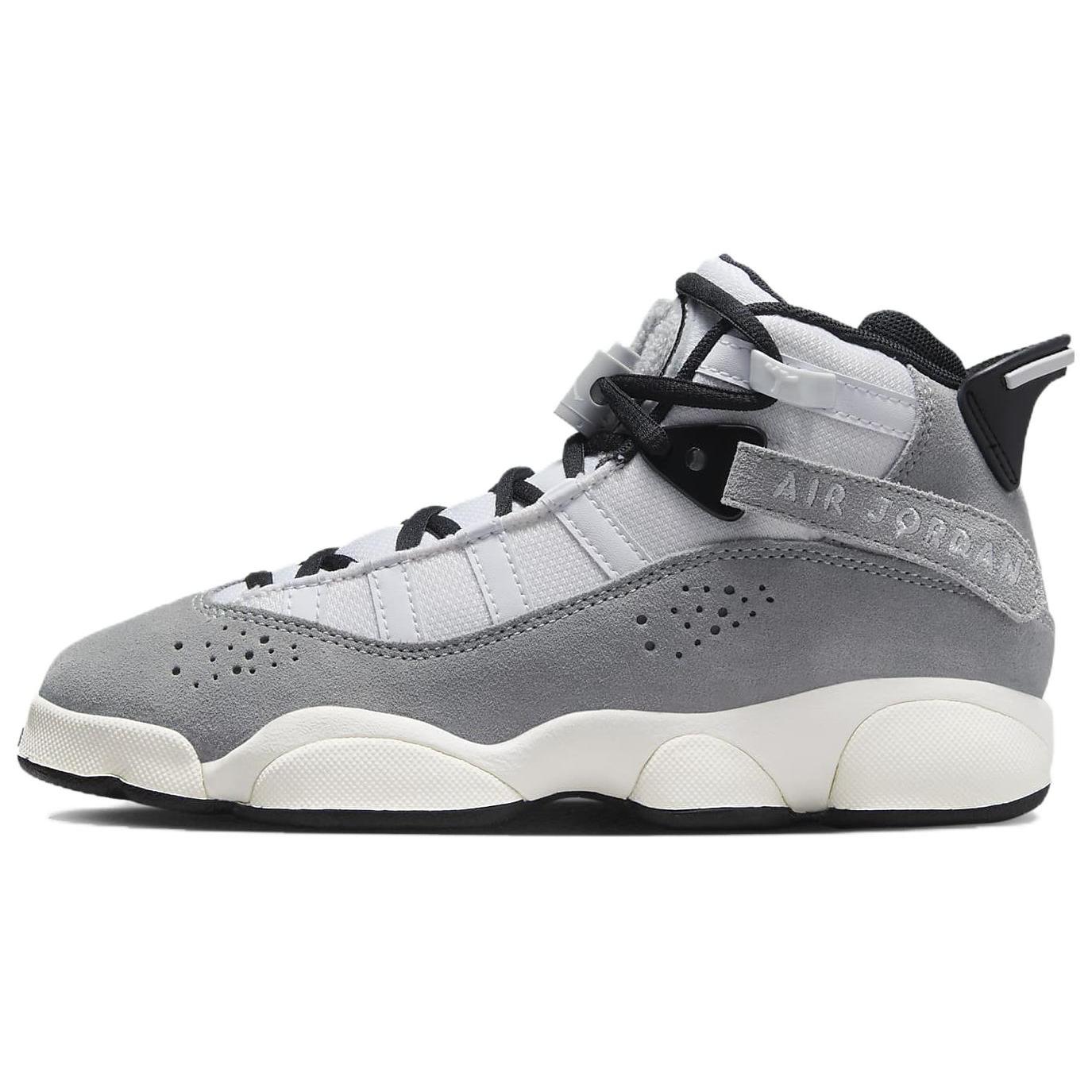 

Новые детские баскетбольные кроссовки Jordan Air Jordan 6 Rings с амортизацией, высокие, серые, белые, для подростков FJ4651-077 35.5