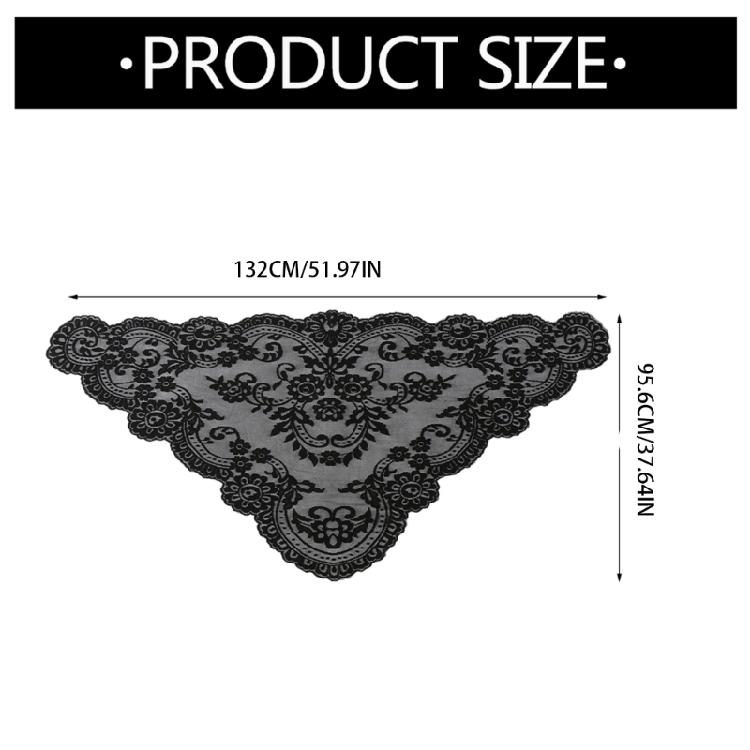 Lenço Bordado Elegante Cobertura Triangular para a Cabeça Lenço Multifuncional Tecido de Poliéster Para Festa de Casamento