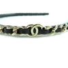 Excellent CHANEL Hair Accessory Black Gold Leather Women B22S Used