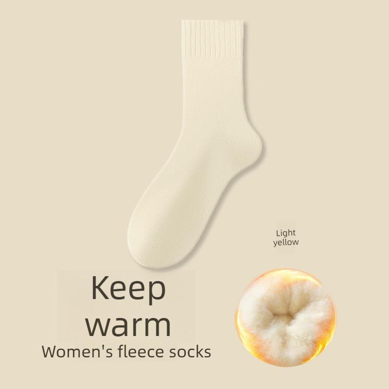 Female Autumn and Winter Pure Color with Thick Warm and Cold Feet Wool Wool Wool Socks