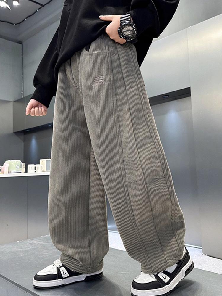 Corduroy Fleece-Lined Pants for Boys - New Autumn/Winter 2025 Style, Straight-Leg, Casual.