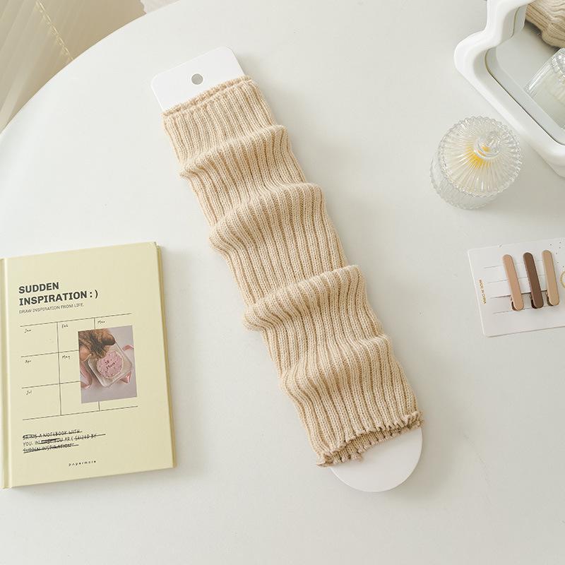 Japońskie dzianinowe getry w jednolitym kolorze dla kobiet - wyszczuplające, ciepłe, modne skarpetki jesienno-zimowe