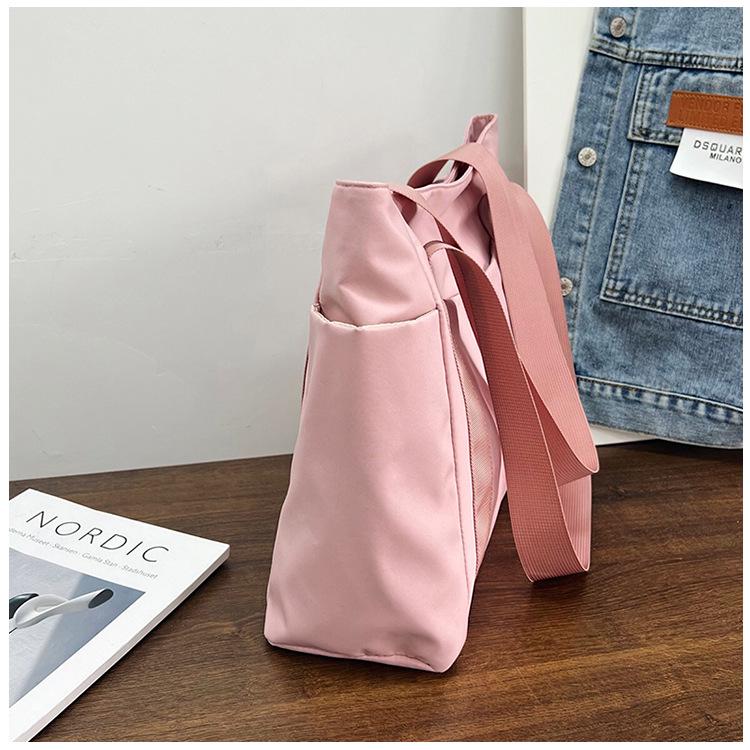 2023 Women's Japanese Solid Color Tote & Shoulder Canvas Handbag - Casual, Simple Mommy Outing Bag