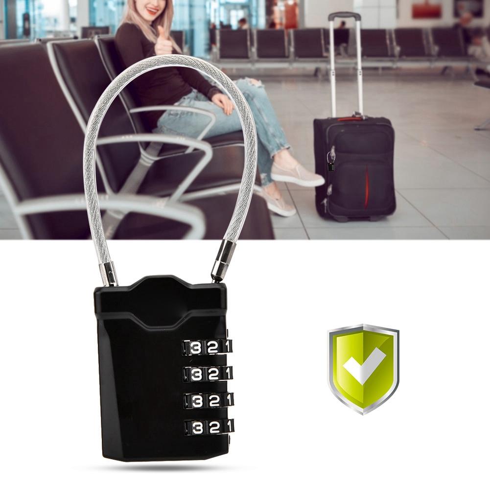 Ocelové lanové zámek s heslem, celní zámek na zavazadla(Černá)