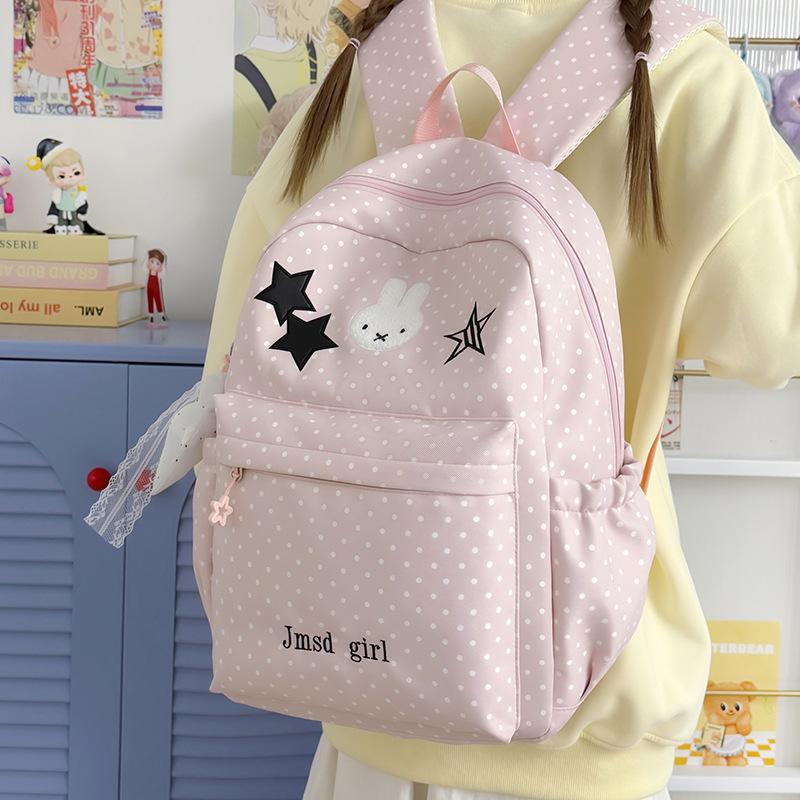 Schoolbag Japanese Girl Wind Polka Dot Backpack Female Student Schoolbag Junior High School High School Student Simple Versatile Small Fresh Backpack