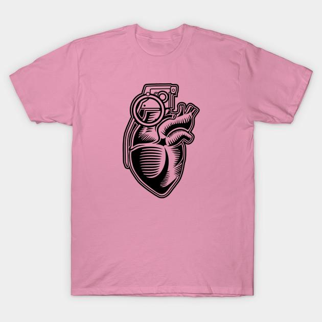 T Shirt Women Grenade Heart Harajuku Print Kawaii Tshirt Summer Short Sleeve Female T-Shirt Top Tee