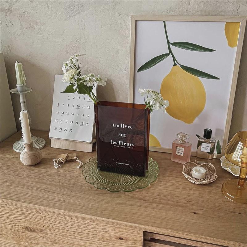 Book Transparent Acrylic Vase Clear Book Vase for Flowers INS Vase Table Home Decoration Hydroponic Desktop Flower Arrangement