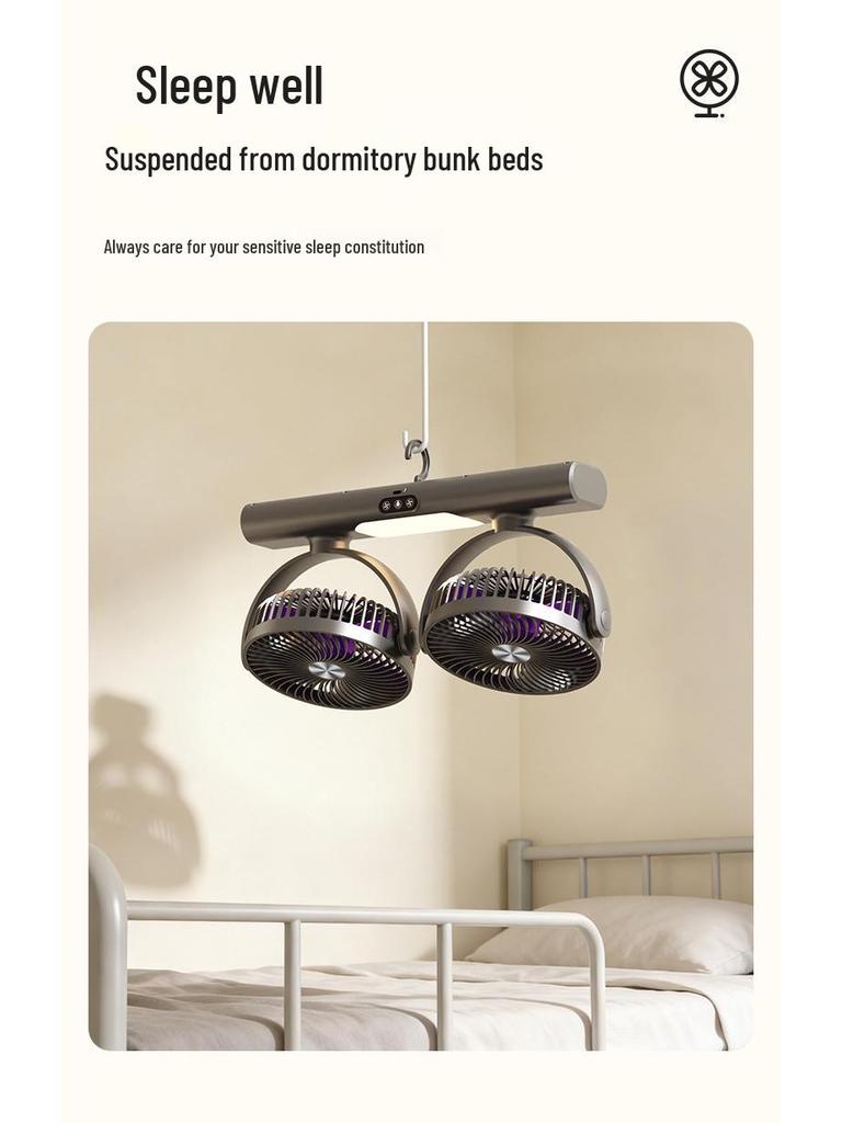 2026 Dual-Head USB Standing Desk Fan with Digital Display & Quiet Operation for Dorms