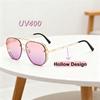 Retro Luxury Personalized Metal Frame Women'S Sunglasses Fashionable Neutral Side Hollow Design Uv400 Sunscreen Glasses