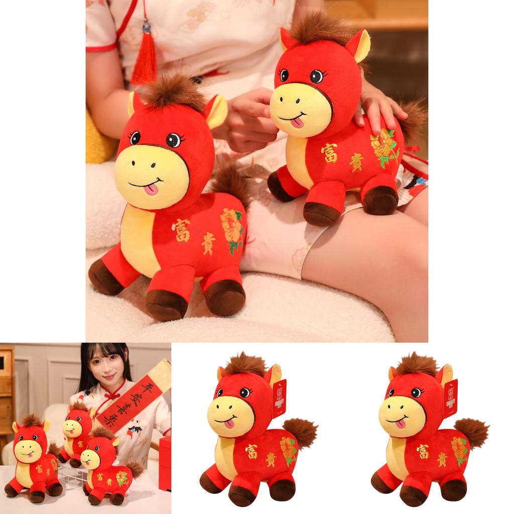 Horse Year Mascot Plush Toy With Flower Embroidery Design For Lunar New Year Gifts And Celebrations