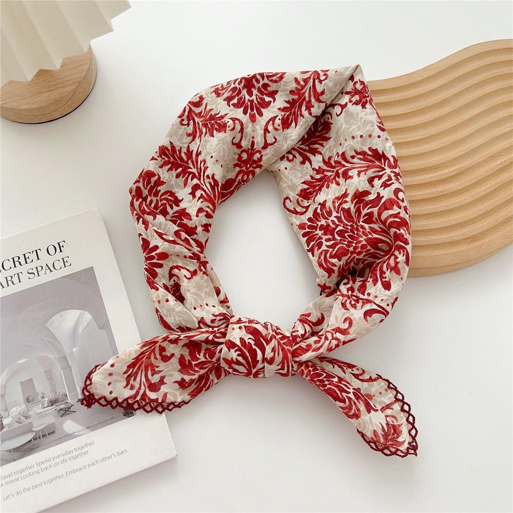 Floral Cotton Linen Print Scarves Scarf Hair Band Square Handkerchief  Scarf Accessories