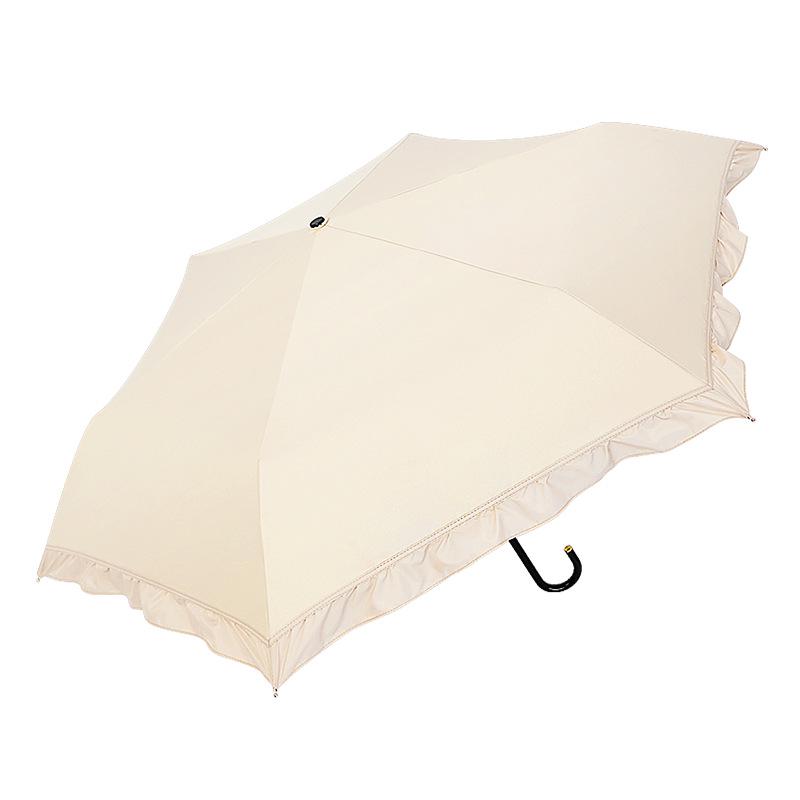 180g Japanese Style Lightweight Three-Fold Sun and Rain Umbrella with Black Glue UV Protection