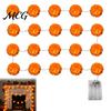 Flashing Orange Flower Lights Artificial Marigold String Lights, 20/40 LED Cempasuchil Garland Fake Flowers for Altars Dia De Los Muertos, Halloween,