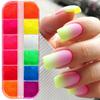 Nail Powder, 12-Color Fluorescent Powder for Nail Art, Multicolor Gradient Chromium Effect, Festive Nail Decoration