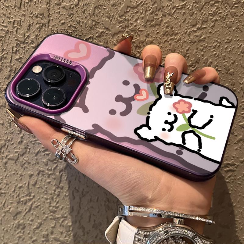 Phone Case Line Puppy Printing for Oppo Reno14 Reno13 Reno12 Reno11 Reno10 Reno8 Reno7 Reno6 Reno5 Pro Plus 5G Matte Back Cover