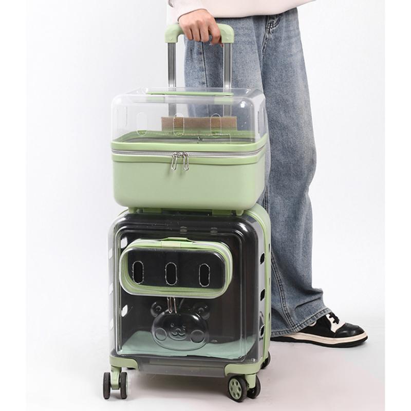 Portable Cat Bag 2 Layers Design for Outdoor Pet Trolley Case Transparent Panoramic Transport Cage Multifunctional Cat Handbag