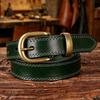 Women's Retro Leather Jeans Belt - Top Layer Cowhide, Pin Buckle, Vegetable Tanned, Casual Hong Kong Style