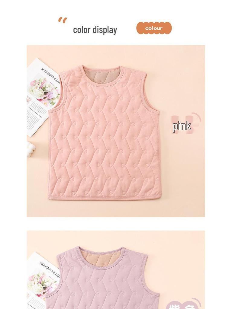 Women's Plus Size Velvet Fleece-lined Vest: Warm Sleeveless Jacket for Autumn/Winter School Uniform