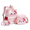 School bag three-piece female new chinchilla primary and secondary school students double shoulder child and mother bag backpack fashion