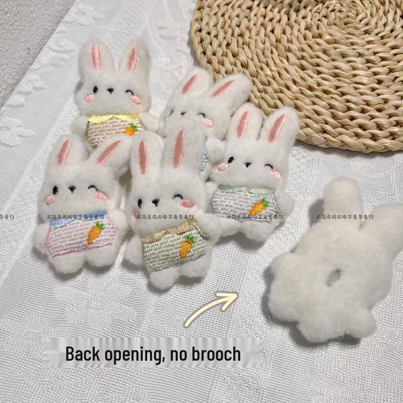 Cartoon Plush Rabbit Doll Brooch - Cute Soft Accessory with Heart Bag
