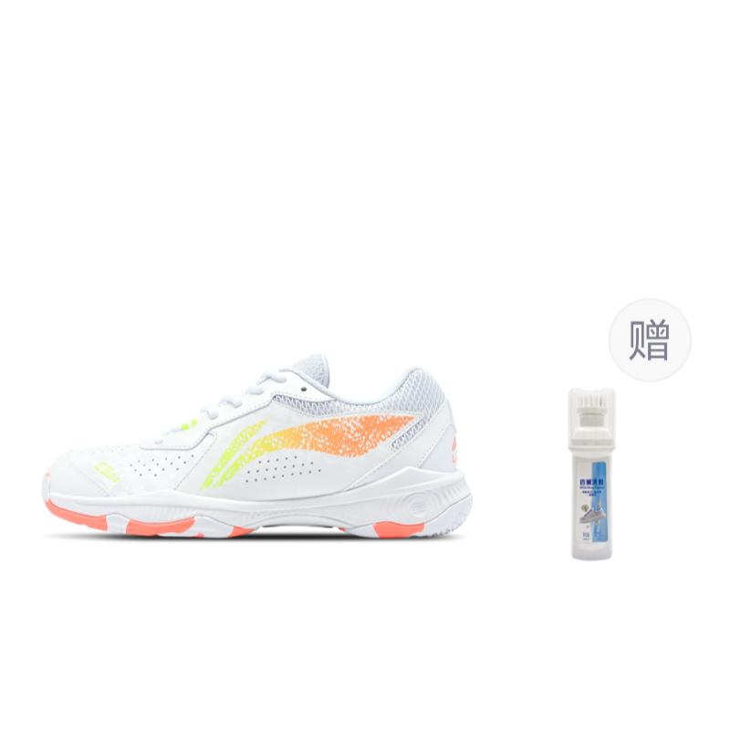 Li Ning Abrasion Resistant, Breathable, Lightweight Low top Badminton Shoes Unisex White Orange AYTS061-7