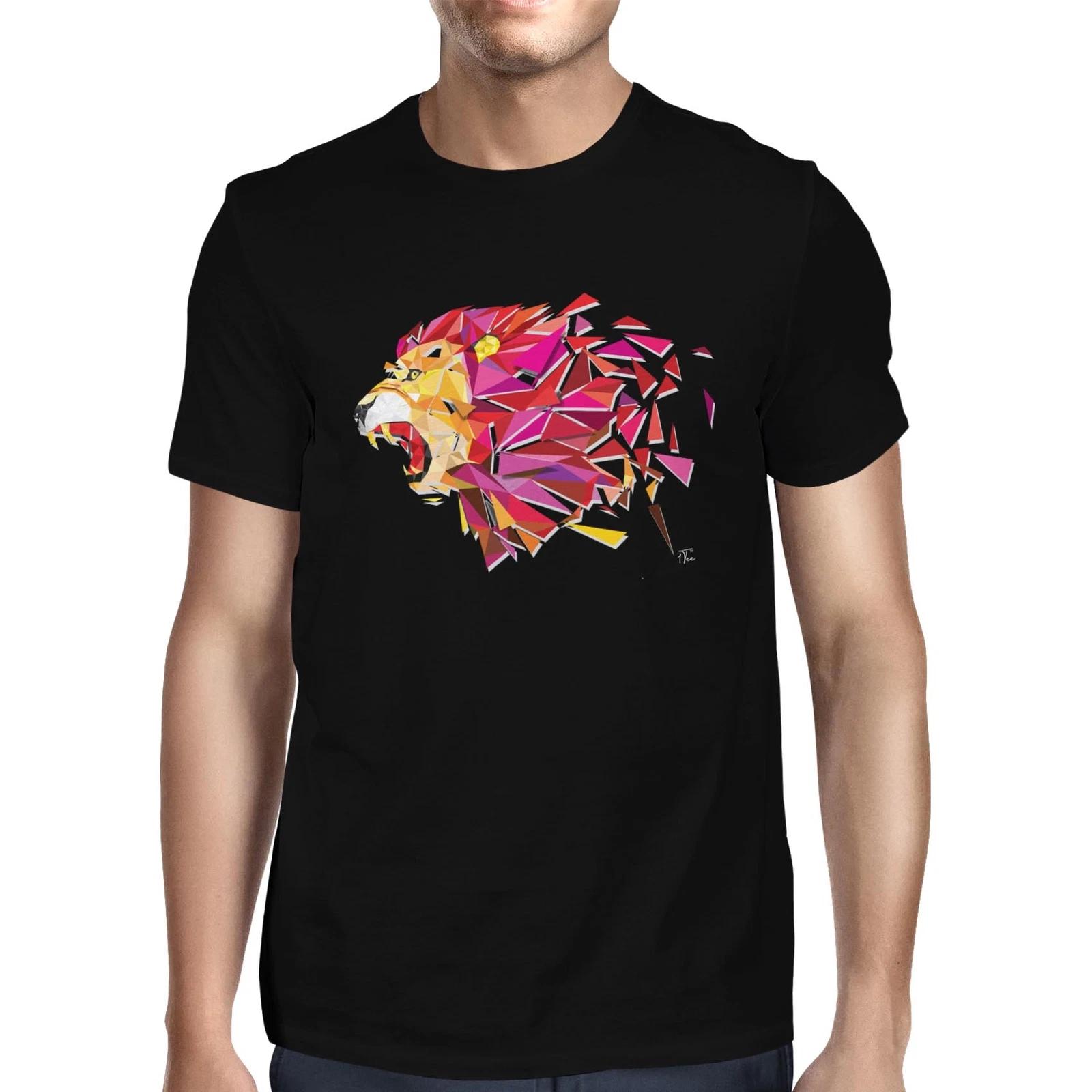 1Tee Mens Geometric Lion T-Shirt M