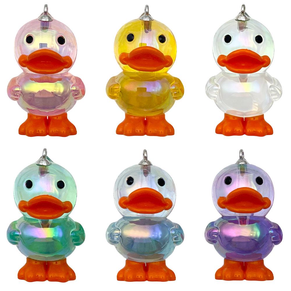 Acrylic Iridescent 3D Yellow Duck Pendant Keychain Charm