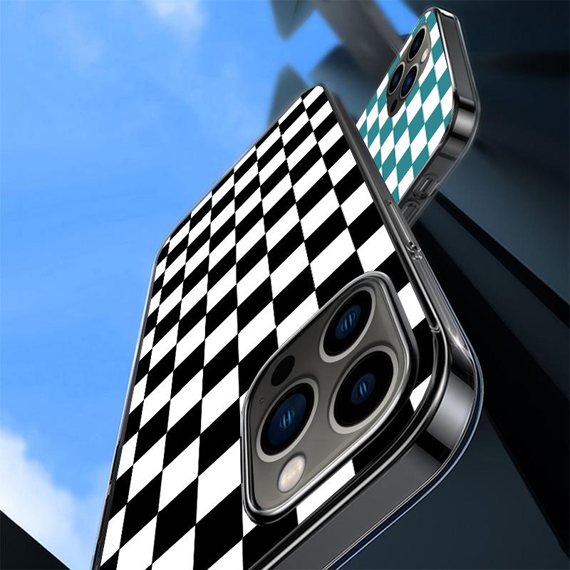 Retro Classic Chess Board Grid Phone Case For iPhone 17 Air 11 13 Mini 14 15 Plus 16 12 Pro Max 16E SE 7 8 Pattern Soft TPU Back