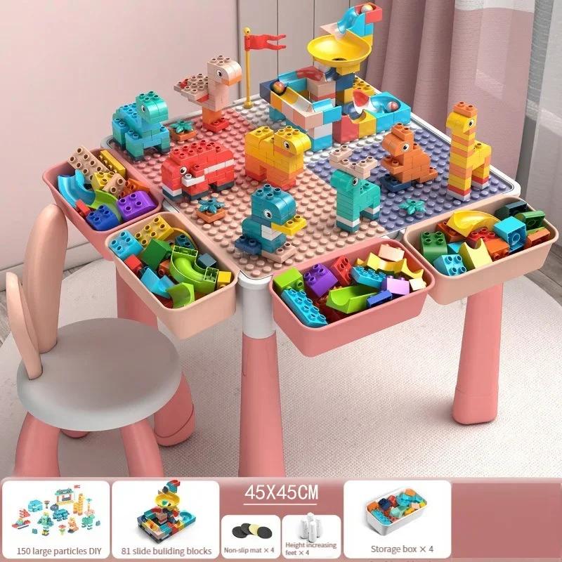 Multifunctional Children's Building Block Table And Chair Set Children's Activity Table Toddler Building Block Table Toy Gifts