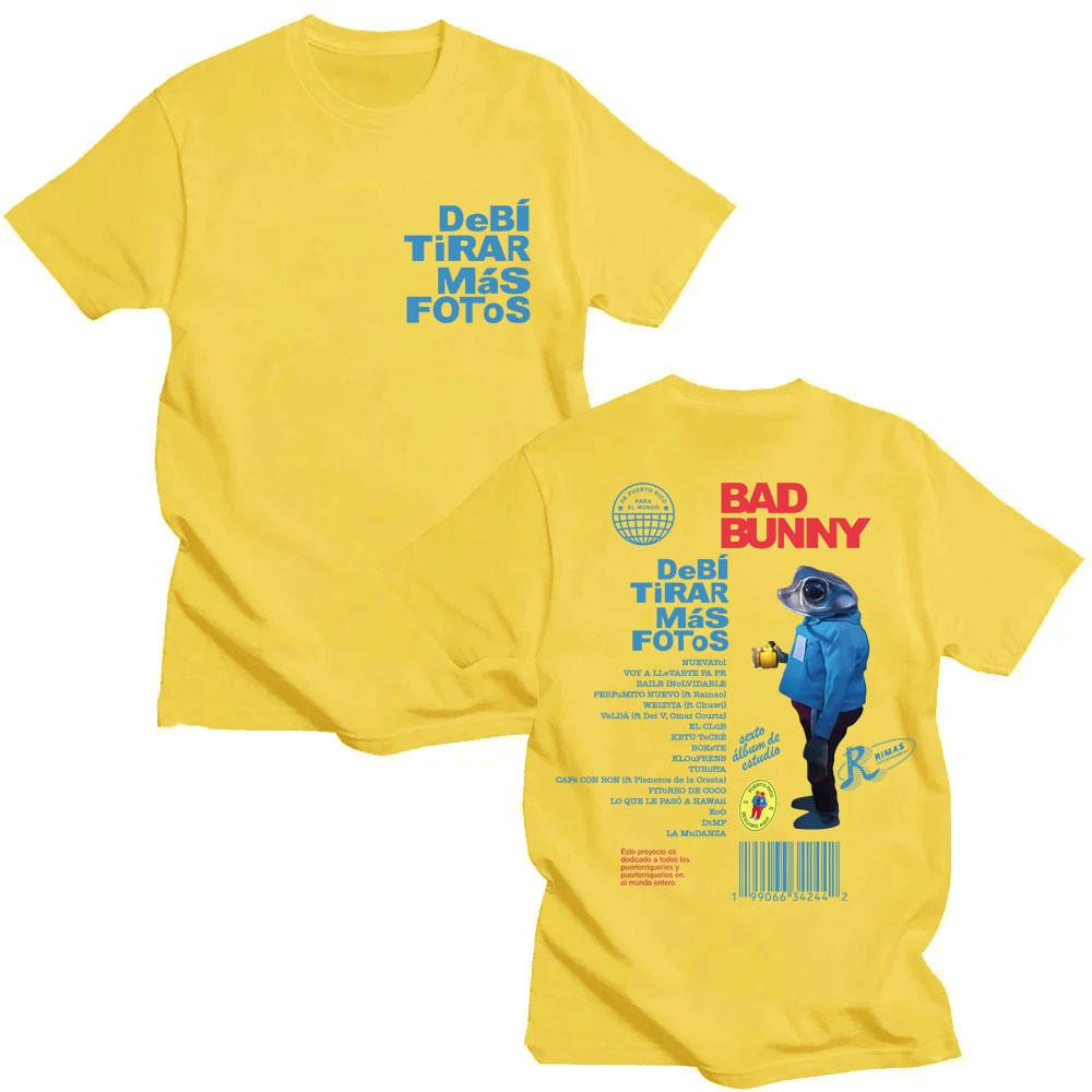 Rapper Bad Bunny Debi Tirar Más Fotos T Shirts Men Women Fashion Hip Hop Popular T-shirt Loose Casual Cotton T-shirts Fans Gifts
