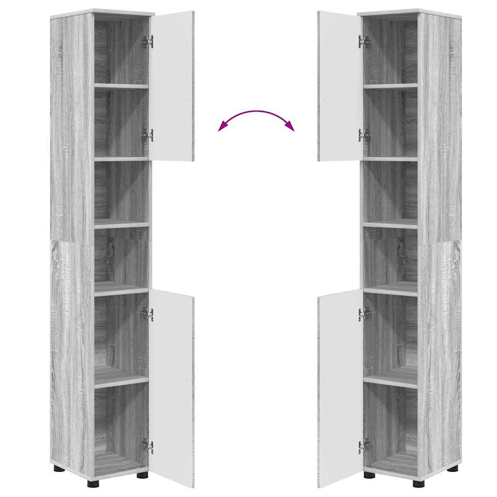 Bathroom Cabinet with Storage Grey Sonoma 30 x 35 x 192 cm