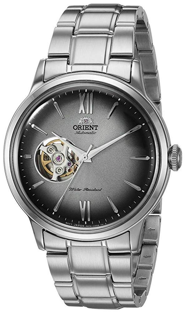 

Orient Stainless Steel Japanese Open Heart Modern Men s Helios Automatic/Manual Display, Gray, сірий колір