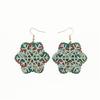 Cross-Border Christmas Snowflake Earrings: Hollow Wooden Double-Layer Leather Hooks