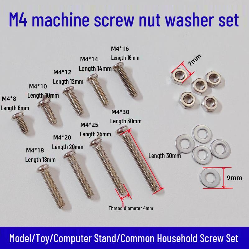 

Phillips Pan Head Screw & Washer Set for Monitor Bracket & DIY Models M4*8 + Washer (10 each)