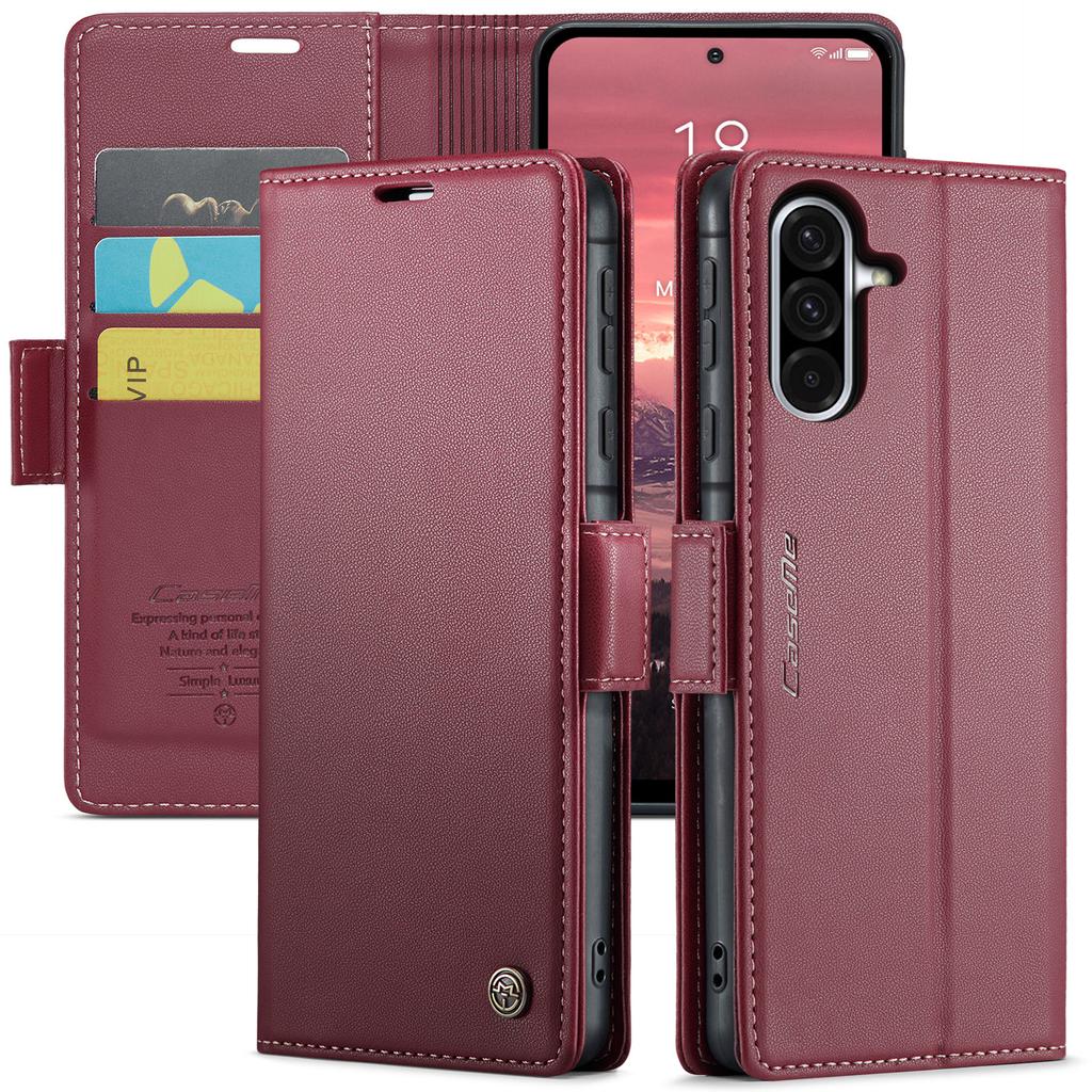 For Samsung Galaxy A36 5G Leather Case CASEME 023 RFID Blocking 3 Card Slot Mobile Cover